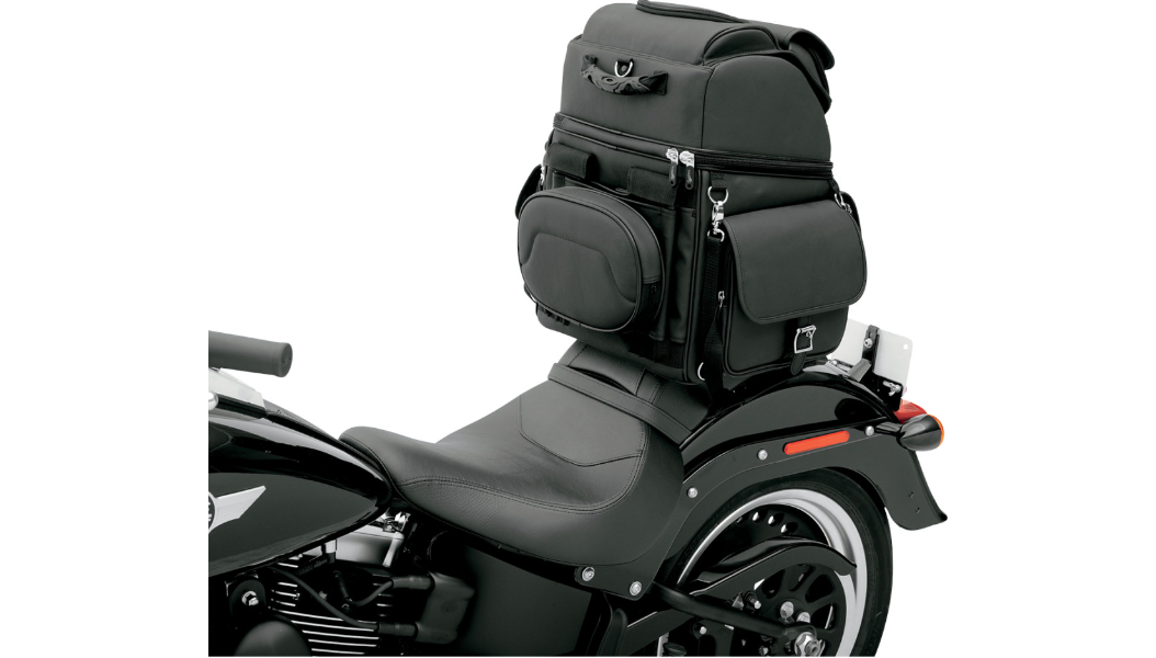 Saddlemen BR3400EX Motorcycle Sissy Bar Bag | 3,400 cu in, Adjustable Backrest & Rain Cover