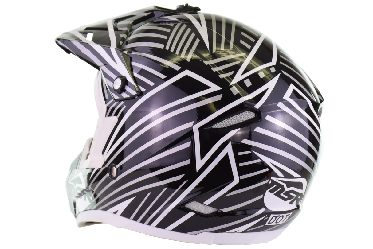 MSR - Assault motocross Helmet - Gloss Black/ White - Youth Medium (open box)
