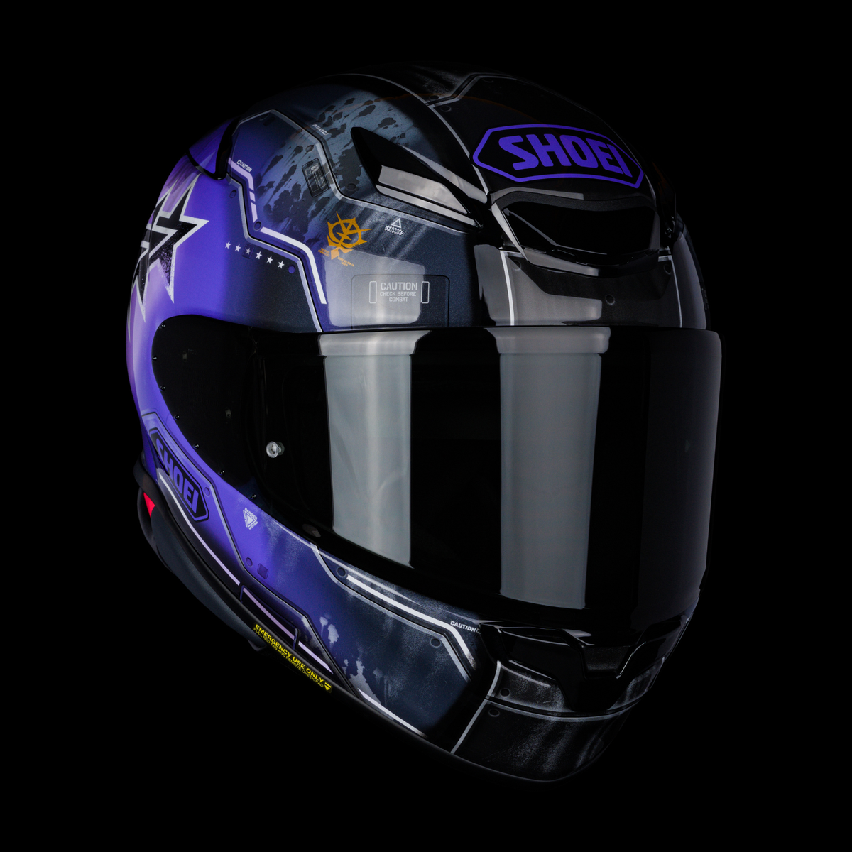 Shoei RF-1400 Black Tri-Stars Zaku II TC-12 Full-Face Motorcycle Helmet | AIM+ Shell & Pinlock EVO Included