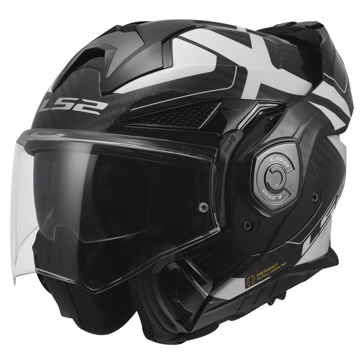 LS2 Advant X Carbon Modular Helmet | Halo | Gloss Black/White | XS–3XL | 901-2121