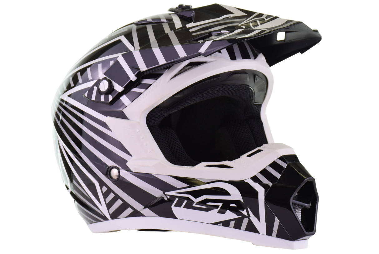 MSR - Assault motocross Helmet - Gloss Black/ White - Youth Medium (open box)