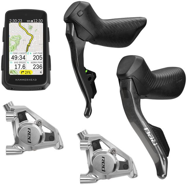 SRAM RED eTap AXS Upgrade Kit | HRD Shift/Brake Levers + Flat Mount Calipers + Hammerhead Karoo | E1