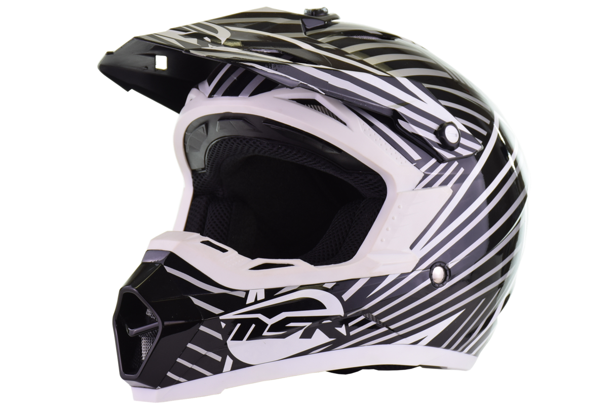 MSR - Assault motocross Helmet - Gloss Black/ White - Youth Medium (open box)