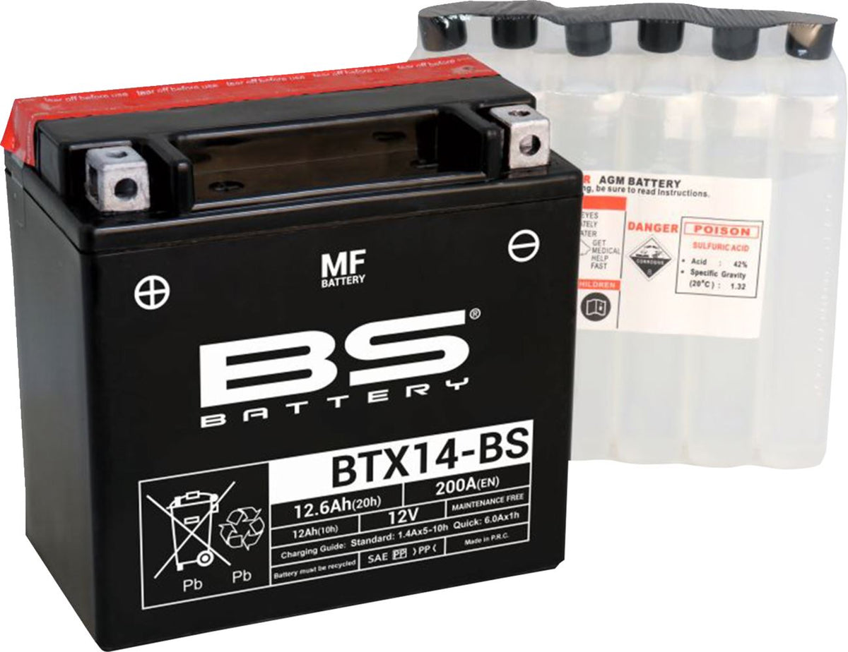 BS Battery BIX30L-BS AGM Powersports Battery | 12V 30Ah 400 CCA | Acid Pack Included