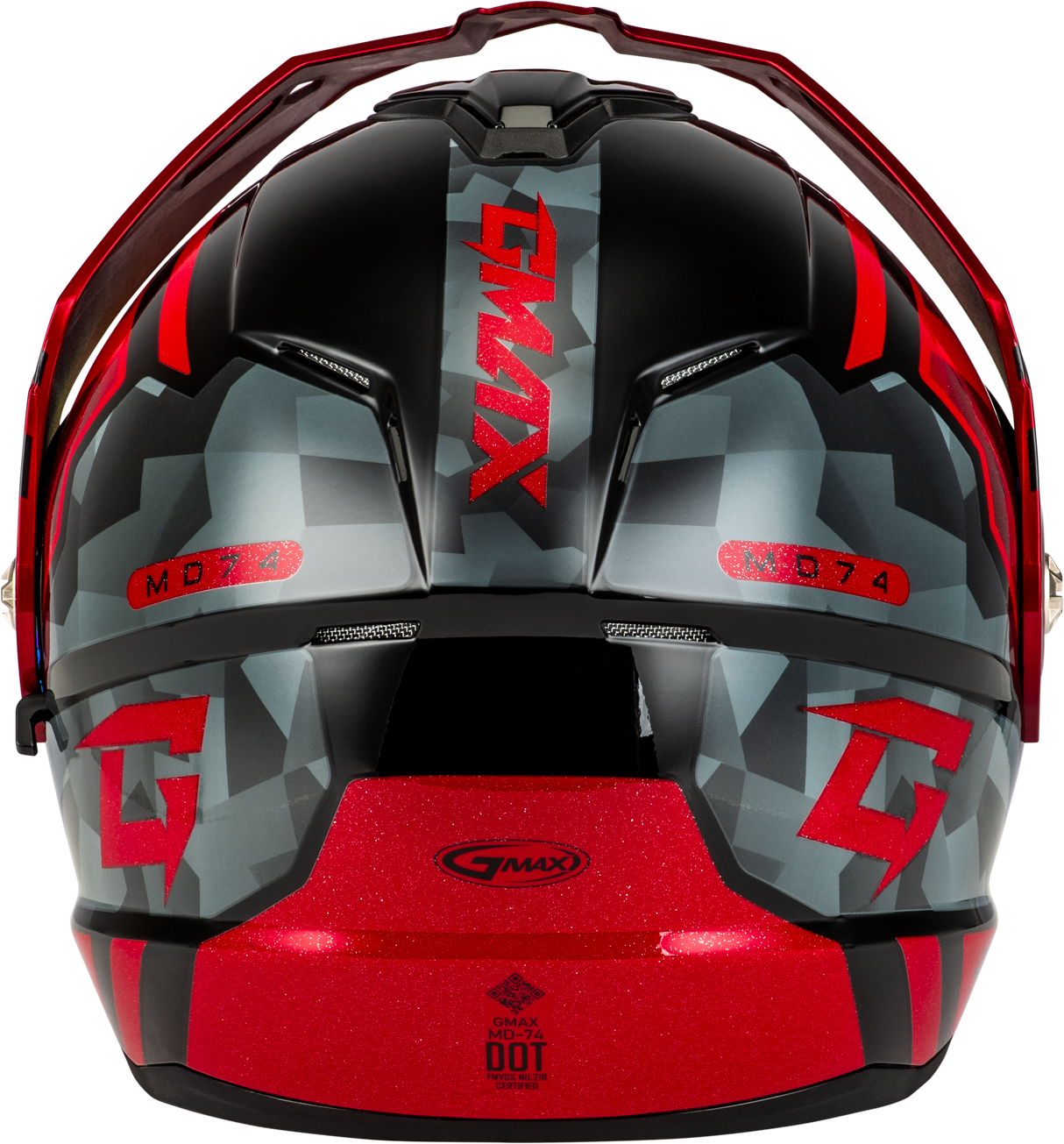 Md 74 Striker Modular Helmet W Red Shield Blk/Gry/Rd Mtlc Xl