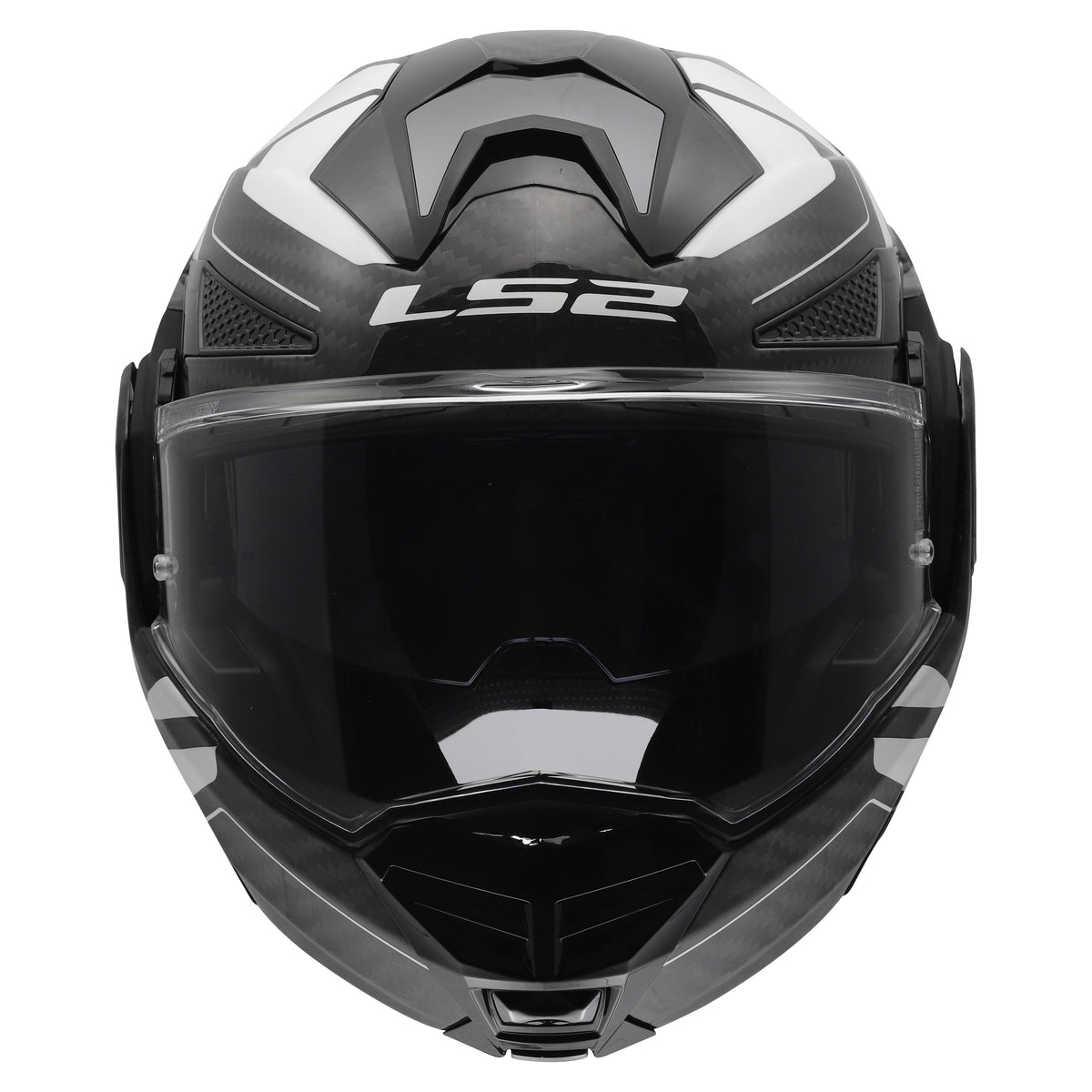 LS2 Advant X Carbon Modular Helmet | Halo | Gloss Black/White | XS–3XL | 901-2121