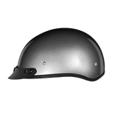 DOT Approved Daytona Skull Cap Half Shell Motorcycle Helmet - Beanie Style for Motorcycles, Cruisers, Scooters, and Mopeds - Silver Metallic