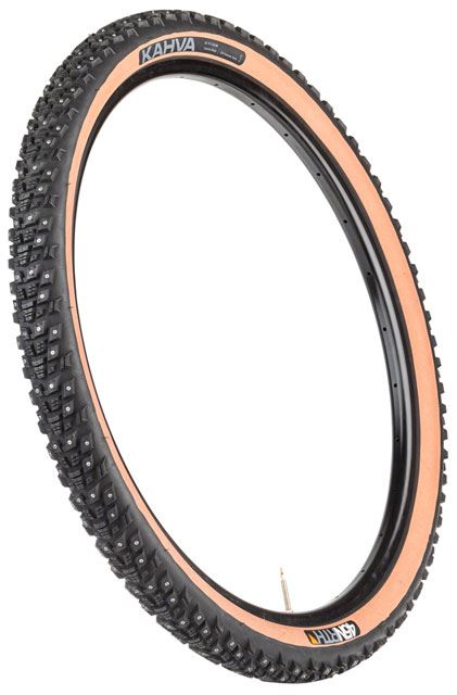 45NRTH Kahva Studded Winter Tire - 27.5x2.1 Tan | 240 Concave Carbide Studs | 60 TPI Tubeless