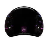 DOT Approved Daytona Motorcycle Half Face Helmet - Skull Cap Graphics for Men & Women, Scooters, ATVs, UTVs & Choppers - W/ Dragonfly