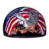 DOT Approved Daytona Motorcycle Half Face Helmet - Skull Cap Graphics for Men & Women, Scooters, ATVs, UTVs & Choppers - W/ Freedom 2.0