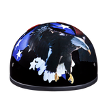 DOT Approved Daytona Motorcycle Half Face Helmet - Skull Cap Graphics for Men & Women, Scooters, ATVs, UTVs & Choppers - W/ Freedom