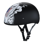 DOT Approved Daytona Motorcycle Half Face Helmet - Skull Cap Graphics for Men & Women, Scooters, ATVs, UTVs & Choppers - W/ Make 'Em Pay