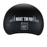 DOT Approved Daytona Motorcycle Half Face Helmet - Skull Cap Graphics for Men & Women, Scooters, ATVs, UTVs & Choppers - W/ Make 'Em Pay