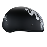 DOT Approved Daytona Motorcycle Half Face Helmet - Skull Cap Graphics for Men & Women, Scooters, ATVs, UTVs & Choppers - W/ Make 'Em Pay