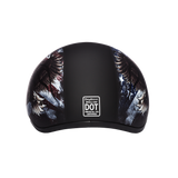 DOT Approved Daytona Motorcycle Half Face Helmet - Skull Cap Graphics for Men & Women, Scooters, ATVs, UTVs & Choppers - W/ USA
