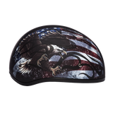 DOT Approved Daytona Motorcycle Half Face Helmet - Skull Cap Graphics for Men & Women, Scooters, ATVs, UTVs & Choppers - W/ USA