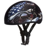 DOT Approved Daytona Motorcycle Half Face Helmet - Skull Cap Graphics for Men & Women, Scooters, ATVs, UTVs & Choppers - W/ USA