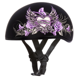 DOT Approved Daytona Motorcycle Half Face Helmet - Skull Cap Graphics for Men & Women, Scooters, ATVs, UTVs & Choppers - W/ Wild At Heart