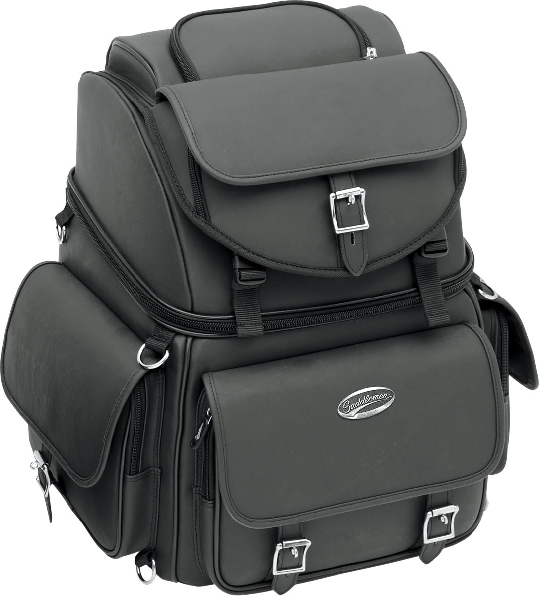 Saddlemen BR3400EX Motorcycle Sissy Bar Bag | 3,400 cu in, Adjustable Backrest & Rain Cover