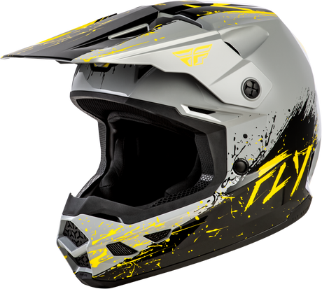 Youth Kinetic Drip Helmet Grey/Black/Yellow Ys