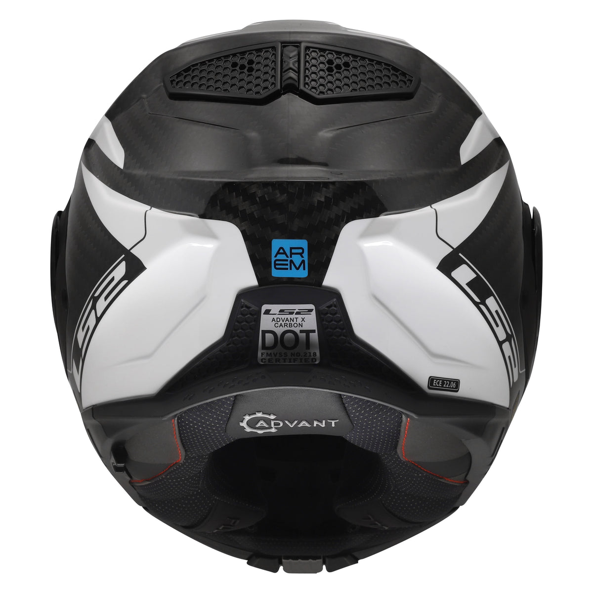 LS2 Advant X Carbon Modular Helmet | Halo | Gloss Black/White | XS–3XL | 901-2121
