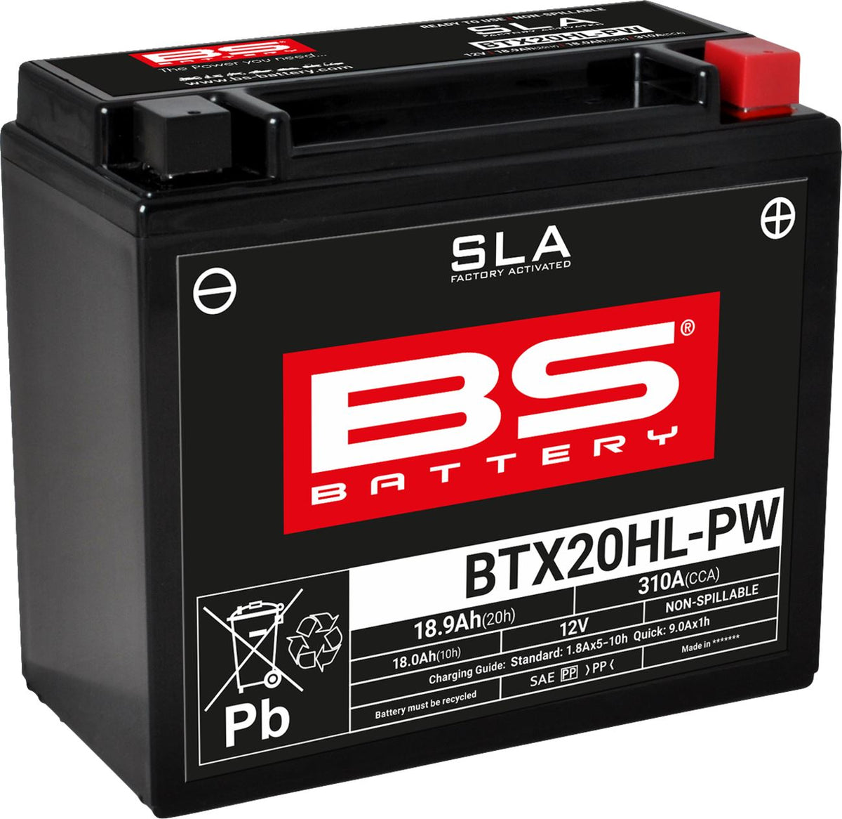 BS Battery BTX20HL-PW | Factory-Activated AGM Battery | 12 V | 310 CCA