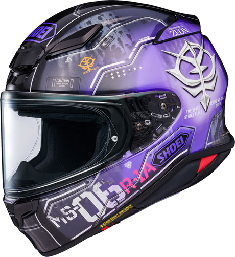 Shoei RF-1400 Black Tri-Stars Zaku II TC-12 Full-Face Motorcycle Helmet - Purple