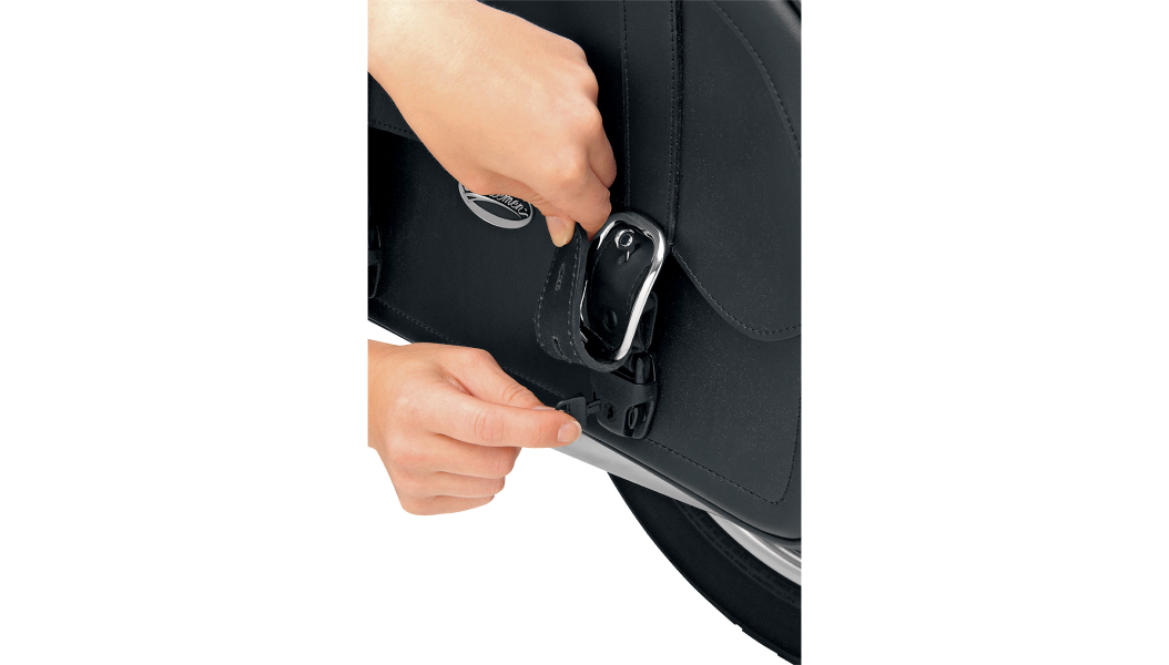 Saddlemen Flame Orange Large Motorcycle Saddlebags | Dual Leather Straps, Lockable Buckles & Removable Yoke