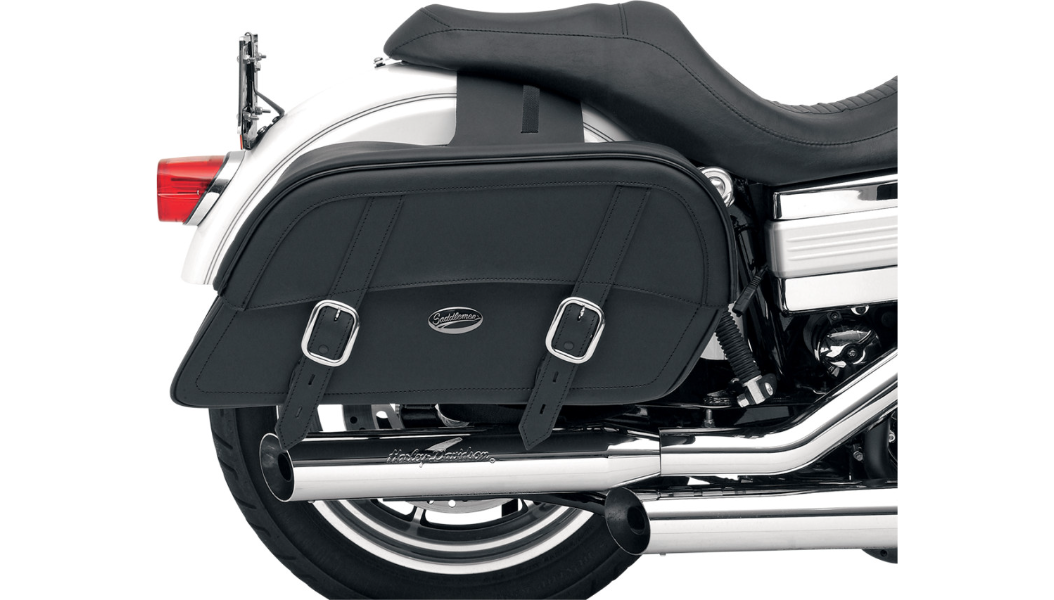 Saddlemen Drifter Slant XJB Motorcycle Saddlebag | Leather Straps & Hidden Quick-Release Buckles