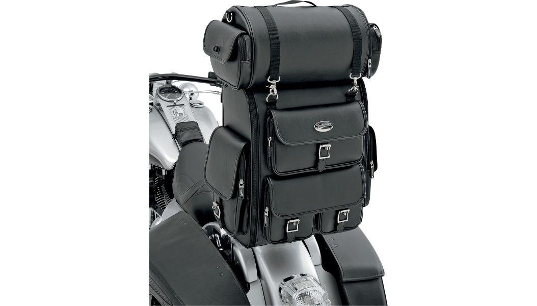 Saddlemen Drifter Motorcycle Sissy Bar Bag | Dual Side Access, Adjustable Shelf & Included Roll Bag
