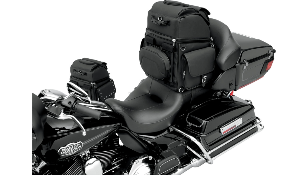 Saddlemen BR3400EX Motorcycle Sissy Bar Bag | 3,400 cu in, Adjustable Backrest & Rain Cover