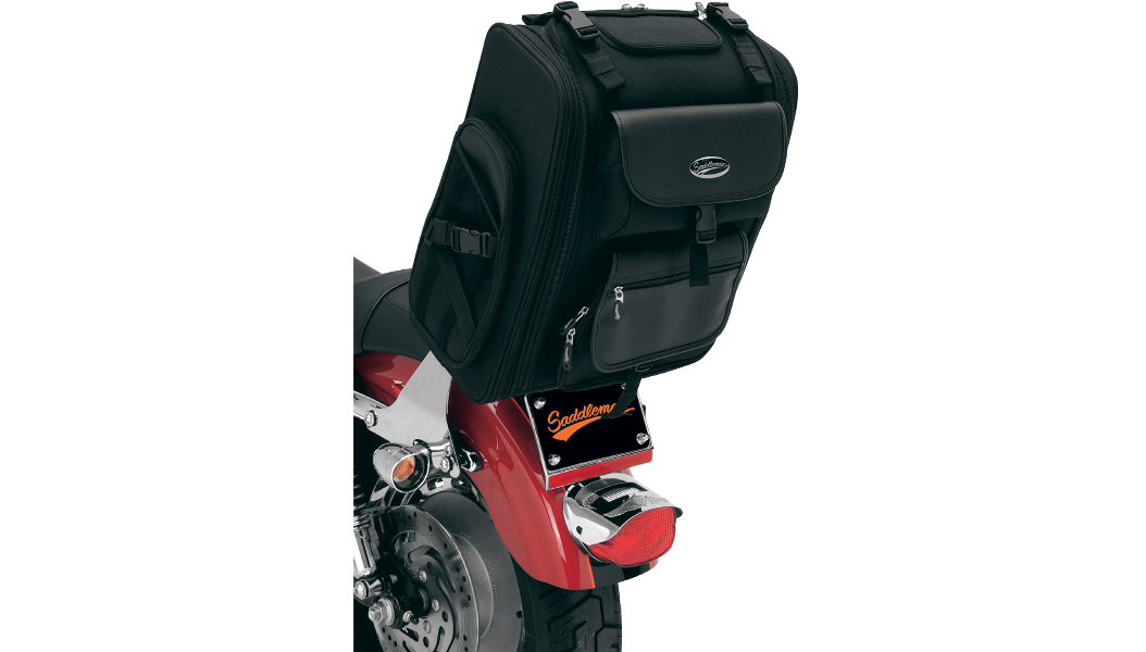 Saddlemen S2200E Expandable Motorcycle Sissy Bar Bag | Fold-Down Duffel & 1200D SaddleTuff