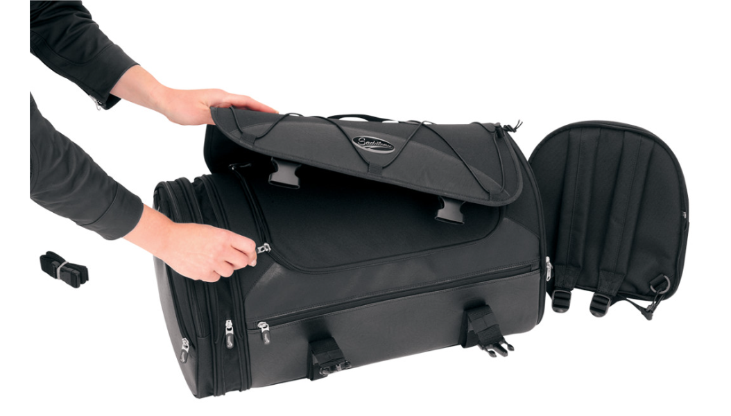Saddlemen TR3300DE Motorcycle Rack Bag | Zip-Off Backpack, 2-Inch Expansion & Rain Cover