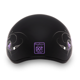 DOT Approved Daytona Motorcycle Half Face Helmet - Skull Cap Graphics for Men & Women, Scooters, ATVs, UTVs & Choppers - W/ Wild At Heart