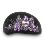DOT Approved Daytona Motorcycle Half Face Helmet - Skull Cap Graphics for Men & Women, Scooters, ATVs, UTVs & Choppers - W/ Wild At Heart