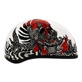 DOT Approved Daytona Motorcycle Half Face Helmet - Skull Cap Graphics for Men & Women, Scooters, ATVs, UTVs & Choppers - W/ Rockin' Reaper