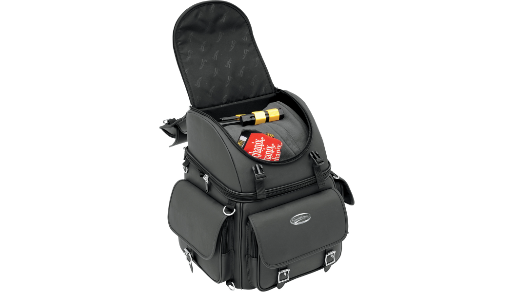 Saddlemen BR3400EX Motorcycle Sissy Bar Bag | 3,400 cu in, Adjustable Backrest & Rain Cover