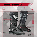 Sidi Trial Zero 2 Motorcycle Boots | Wide Fit, Flat Welted Sole & Replaceable Easy Action Buckles