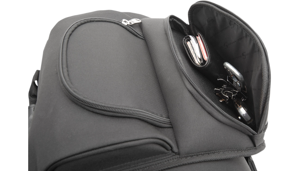 Saddlemen BR4200 Motorcycle Sissy Bar Bag | Expandable Pockets, Adjustable Backrest & Rain Cover